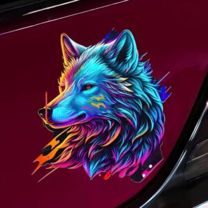 🏷 מדבקת סיליקון לקישוט הרכב זאב צבעוני